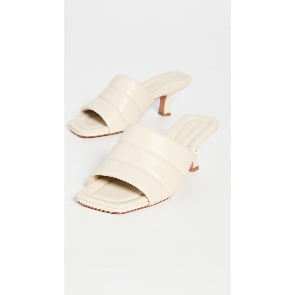 Vince Ceil Leather Kitten Heel Sandals in "Moonlight" Cream White Size 9 - Picture 4 of 13